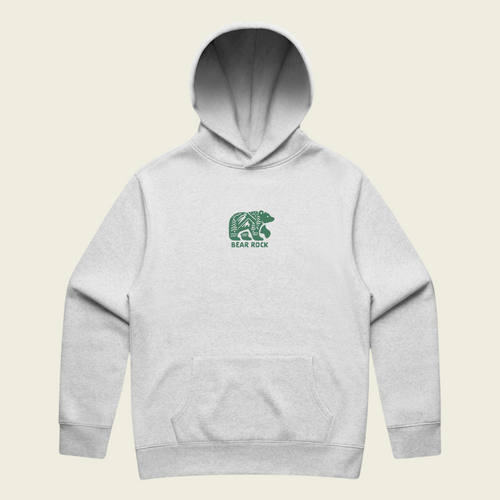 Bear Rock Bear Print Relax Hoodie - White Heather Front
