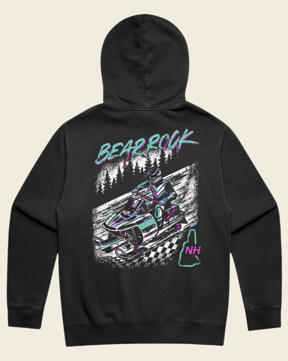 Bear Rock Retro Sled Relax Hoodie | Black