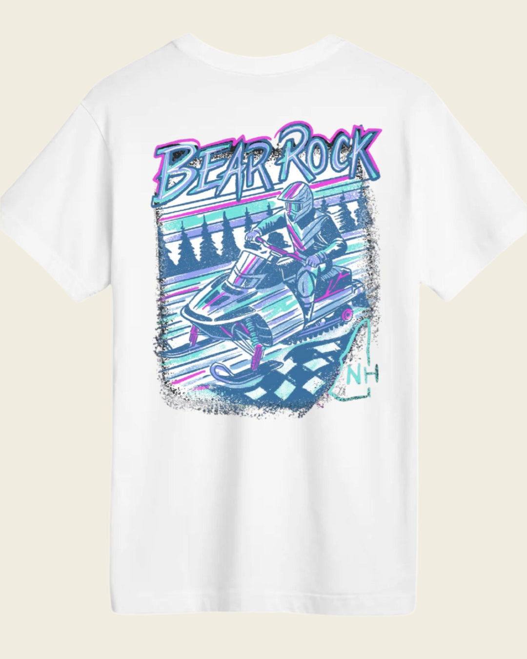 Bear Rock Retro Sled Classic Tee | White