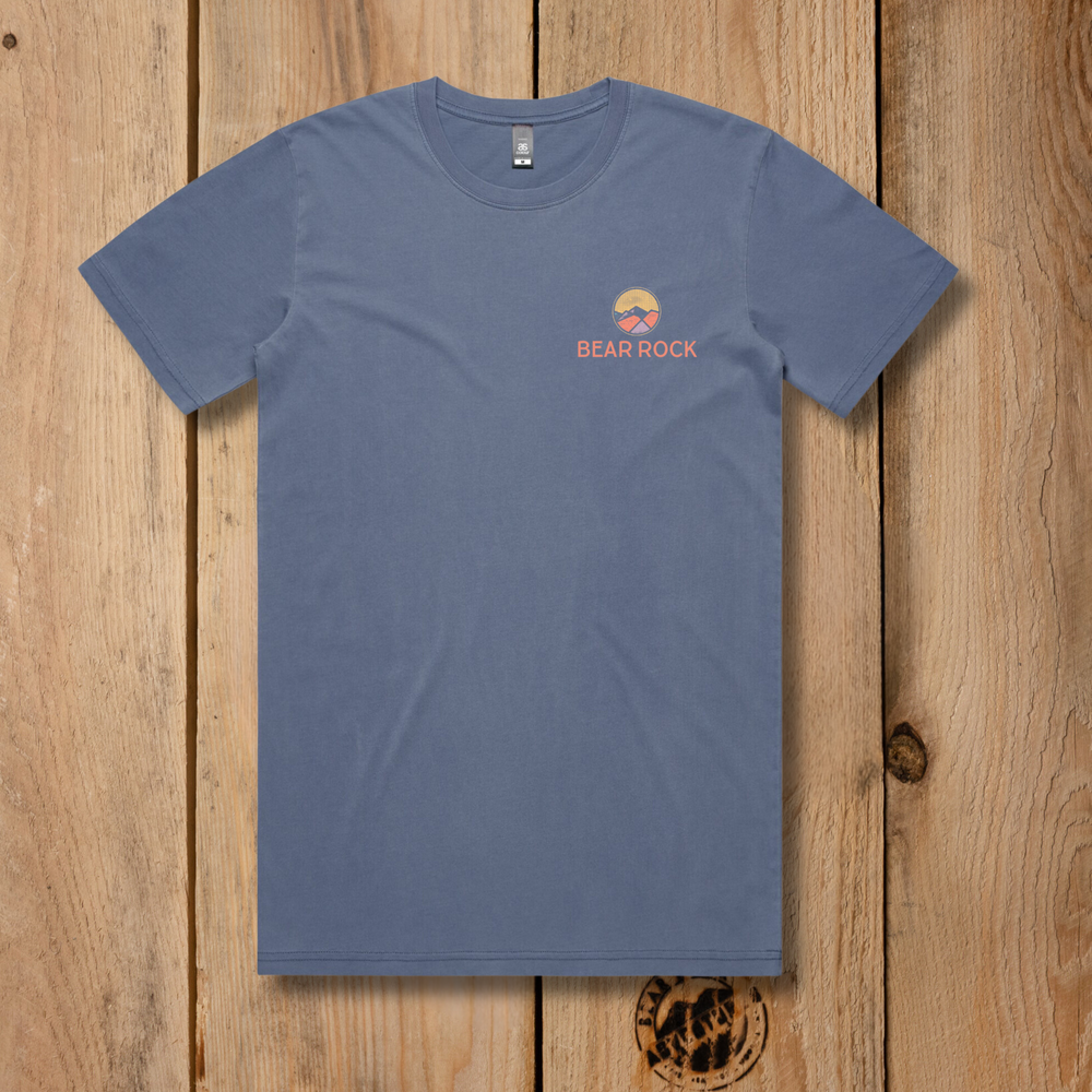 Bear Rock Premium Patagonia Circle Faded Bllue Front T-shirt