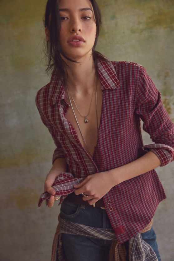 Benny Slim Yarn-Dyed Plaid in Rusty Red Combo