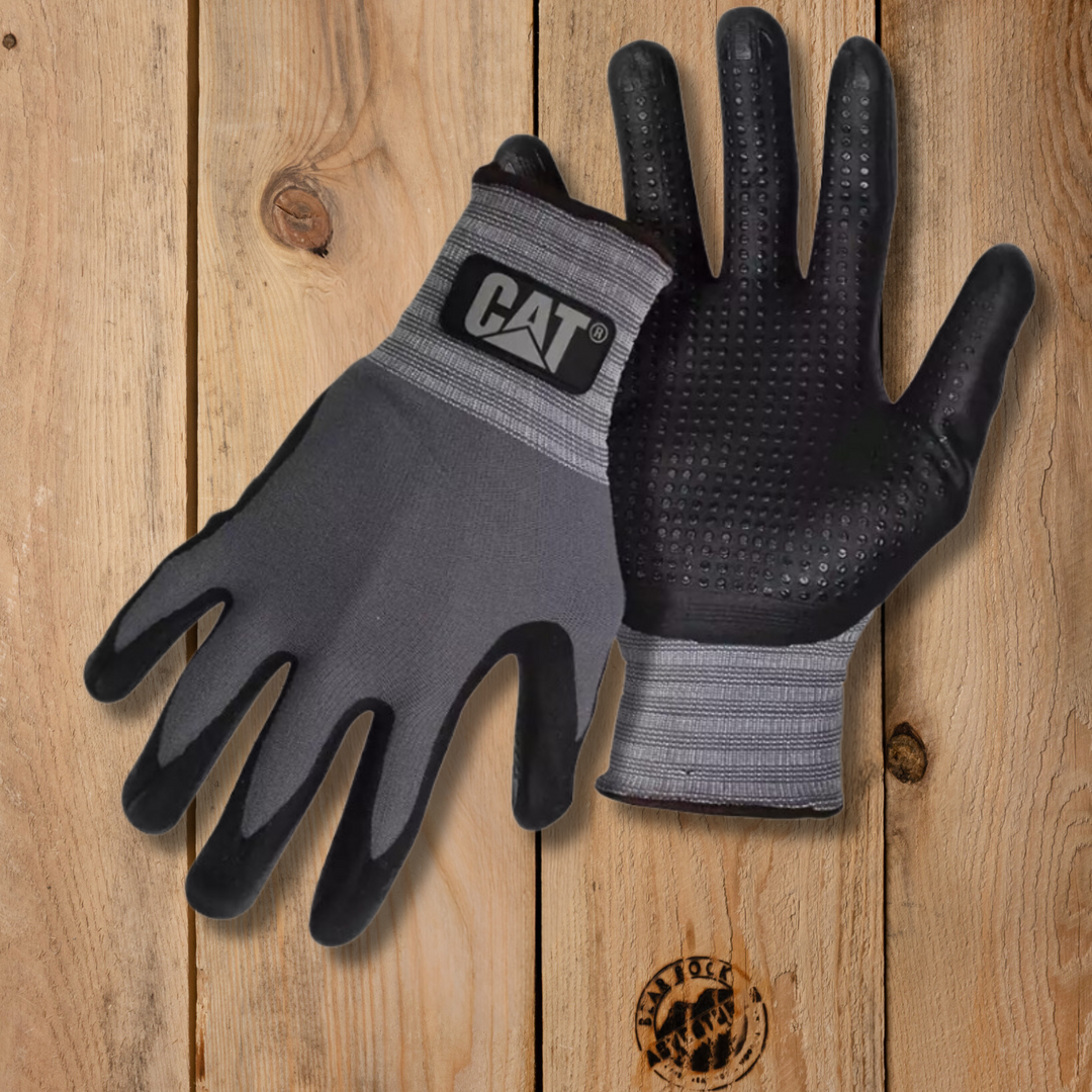 CAT M's Dipped and dotted Nitrile Coated Palm Glove