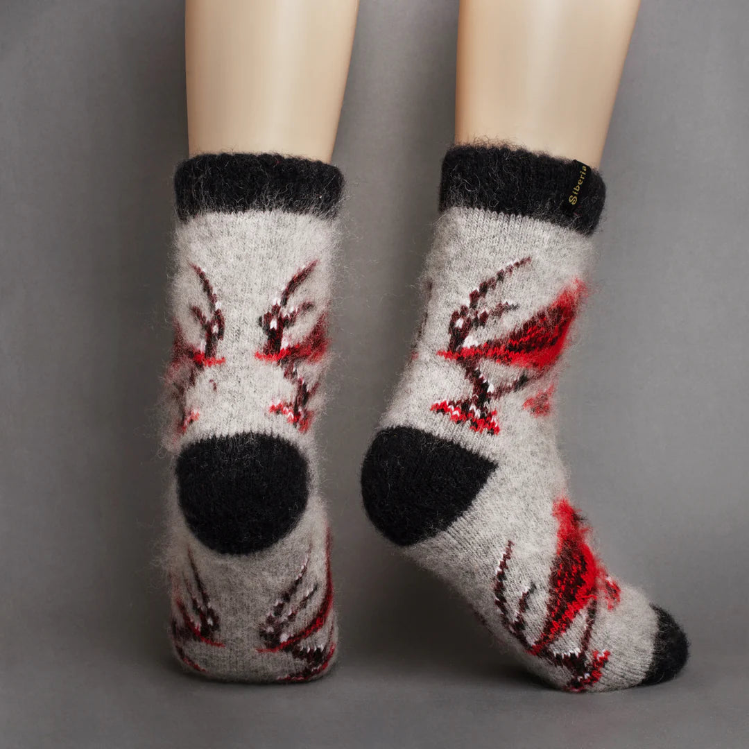 Siberia Spirit Women's Crimson Cardinals Merino Wool Crew Socks