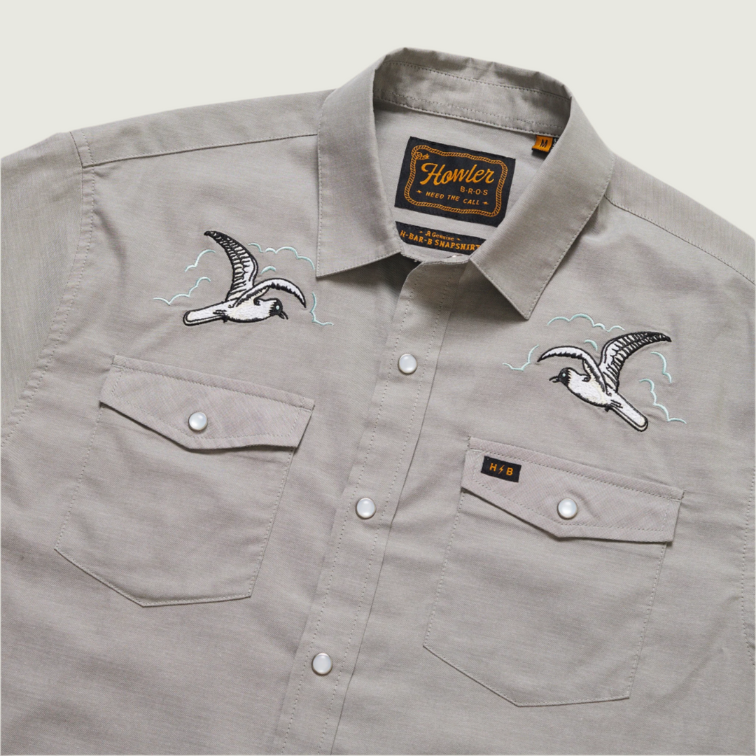 Howler Bros Seagulls H Bar B Snapshirt Grey Oxford