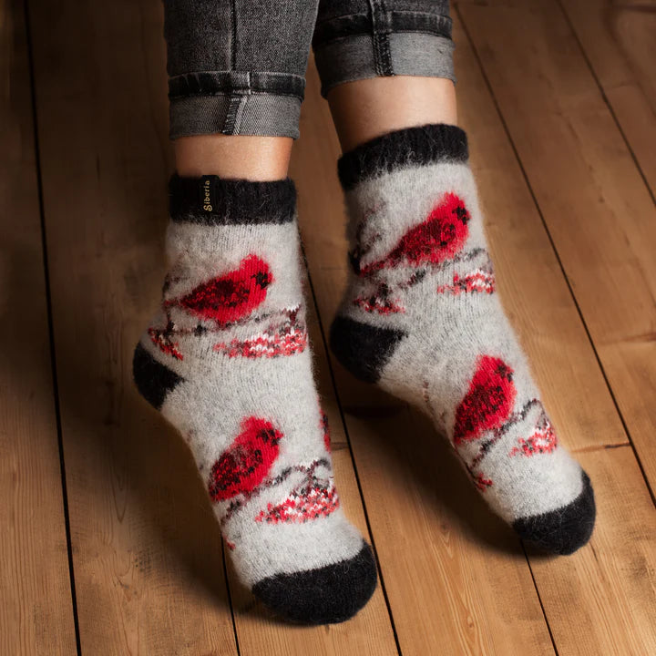 Siberia Spirit Women's Crimson Cardinals Merino Wool Crew Socks