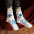 Siberia Spirit Women's Winter Florals Thick Goat Wool Crew Socks