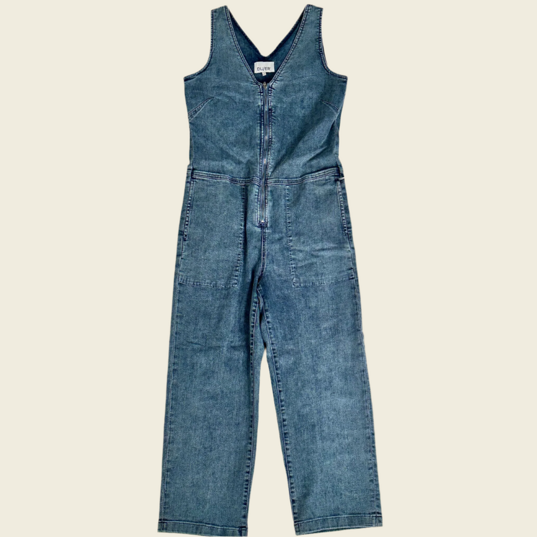 DUER Women's Performance Denim Jumpsuit Light Stone