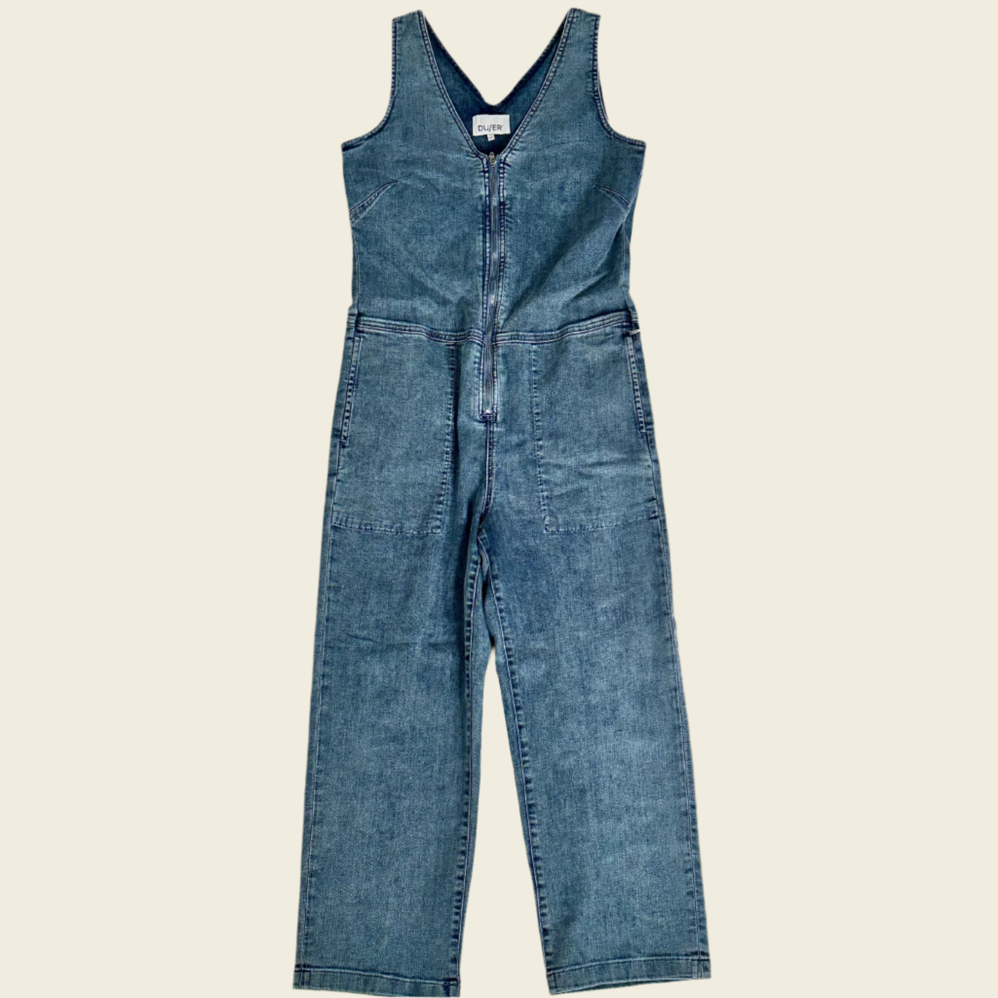 DUER Women's Performance Denim Jumpsuit Light Stone