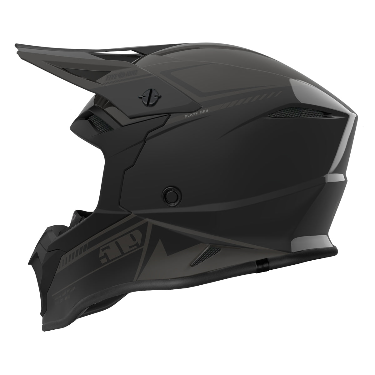 Black motocross helmet on a white background