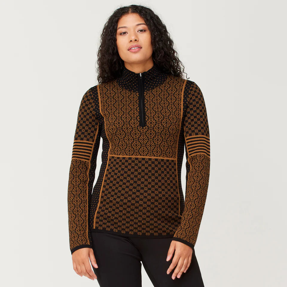 Krimson Klover Pow 100% Merino Zip Neck Sweater Pecan