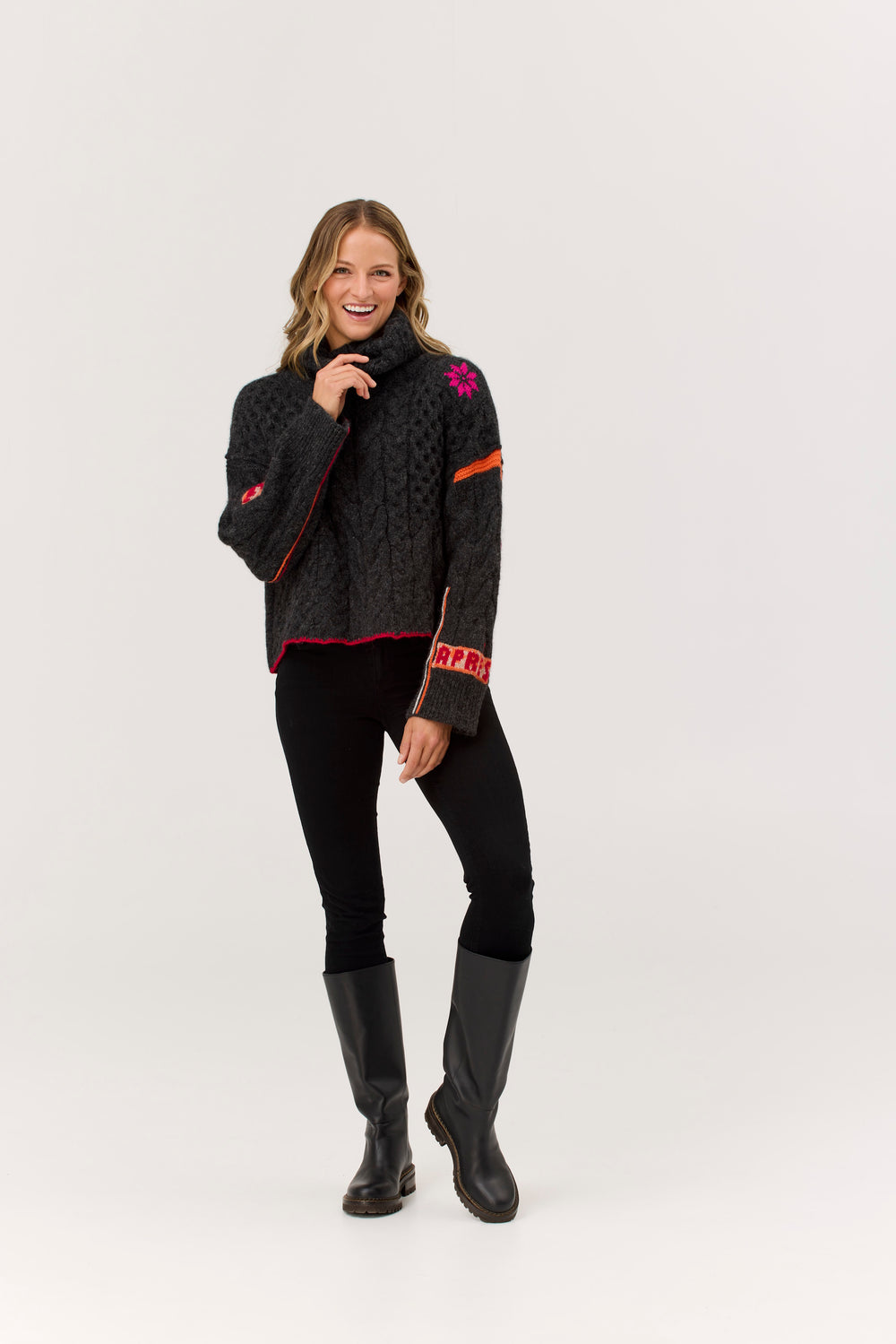 Krimson Klover Freebird Turleneck | Heathered Black