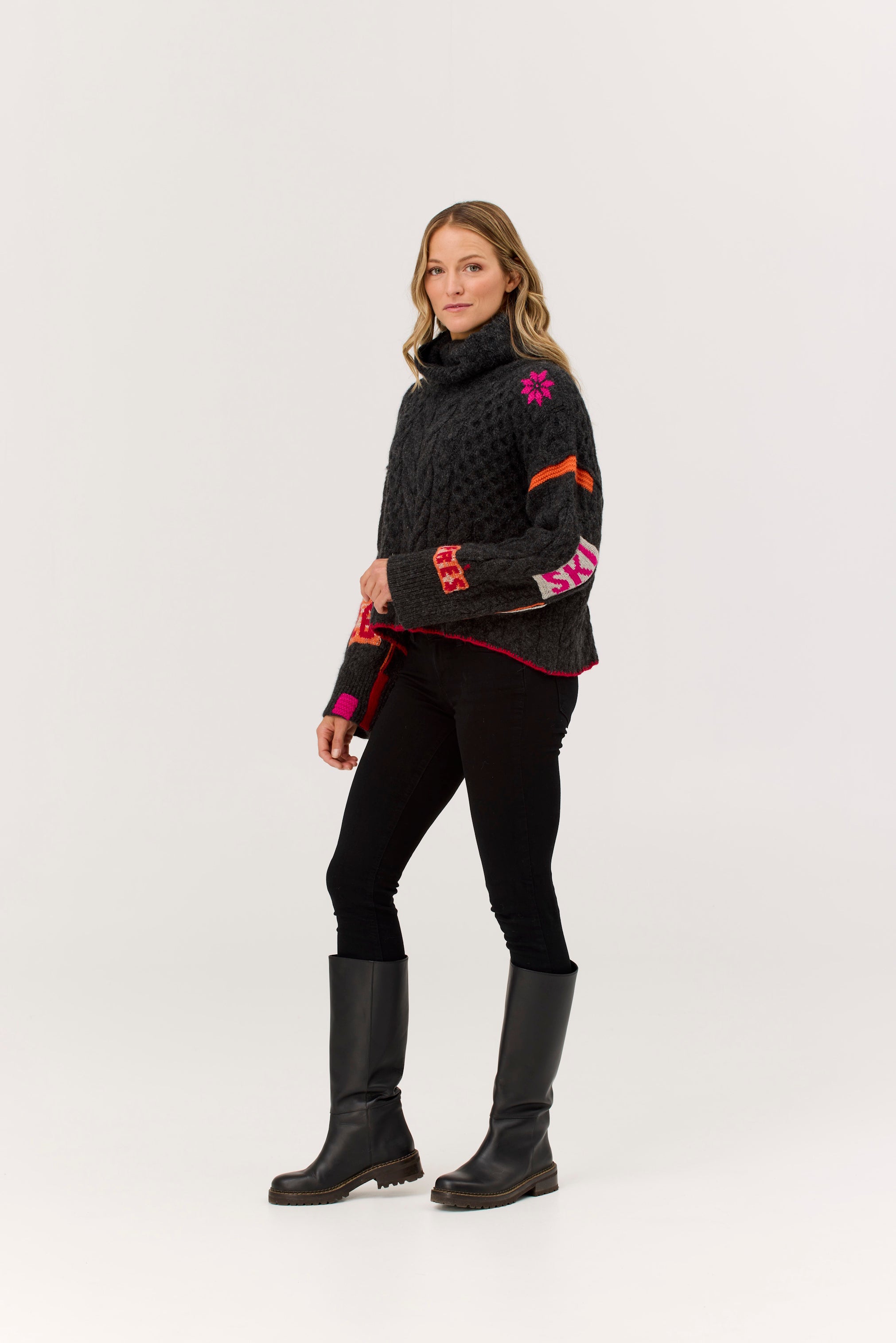 Krimson Klover Freebird Turleneck | Heathered Black