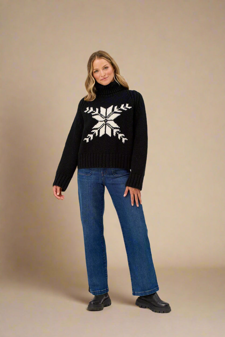 Krimson Klover Snowflake Sweater | Black