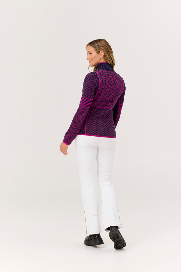 Krimson Klover Pow 100% Merino Zip Neck Sweater | Navy