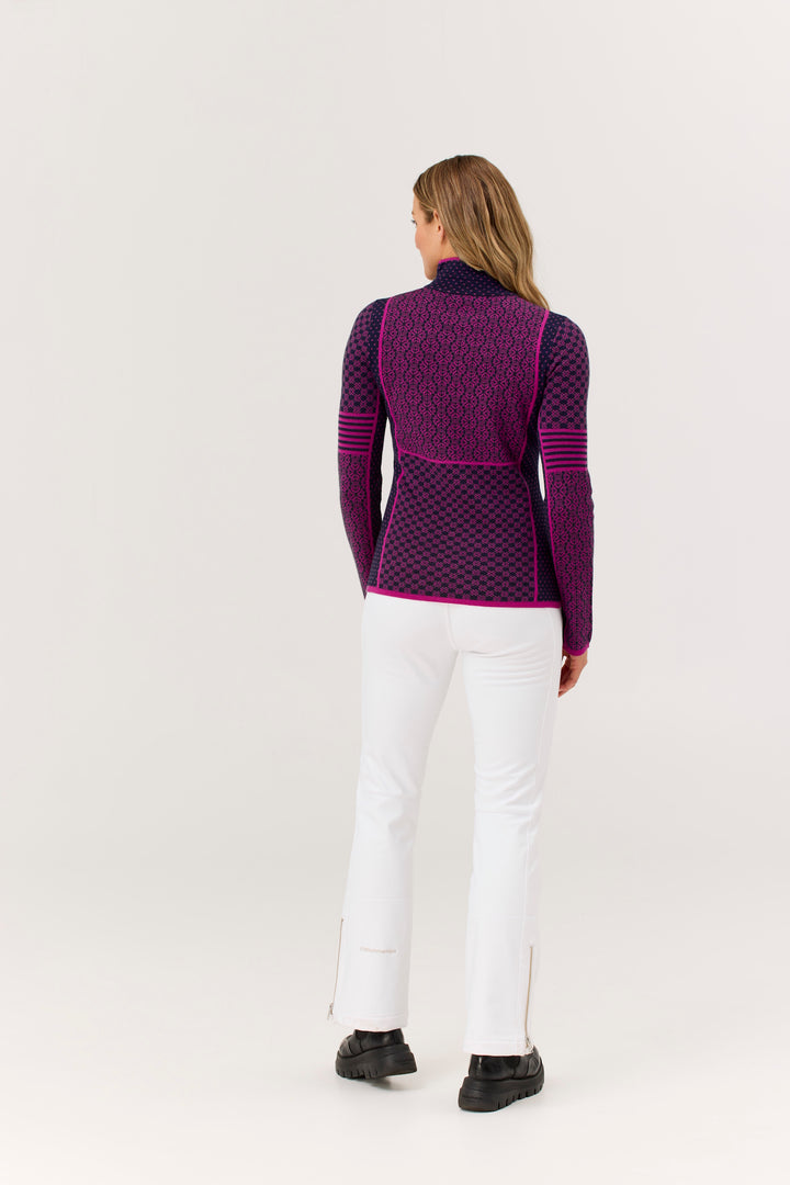 Krimson Klover Pow 100% Merino Zip Neck Sweater | Navy