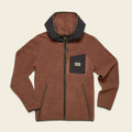 Brown jacket with a hood on a beige background