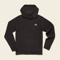 A black pullover hoodie with a small gold embroidered 'HB' logo on the left chest, displayed flat against a solid white background.