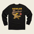 Black long-sleeve shirt with 'Howler Brothers' logo on a beige background
