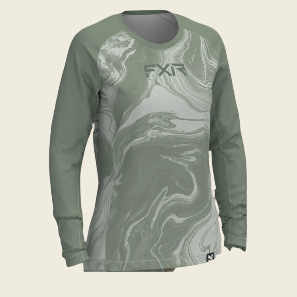 FXR W Attack UPF Longsleeve 22 Dusty Green Marble