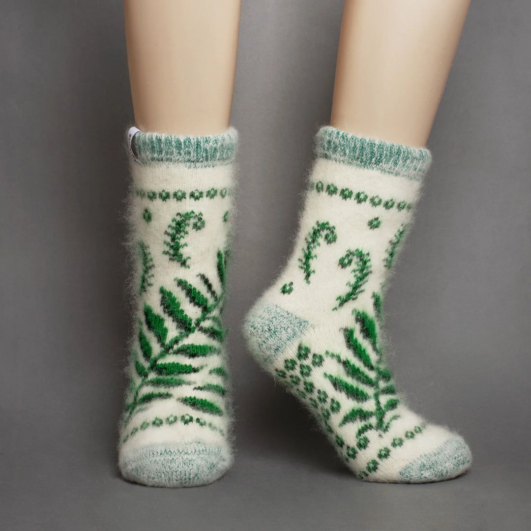Siberia Spirit Women's Fiddle-Leaf Forest Merino Wool Crew Socks