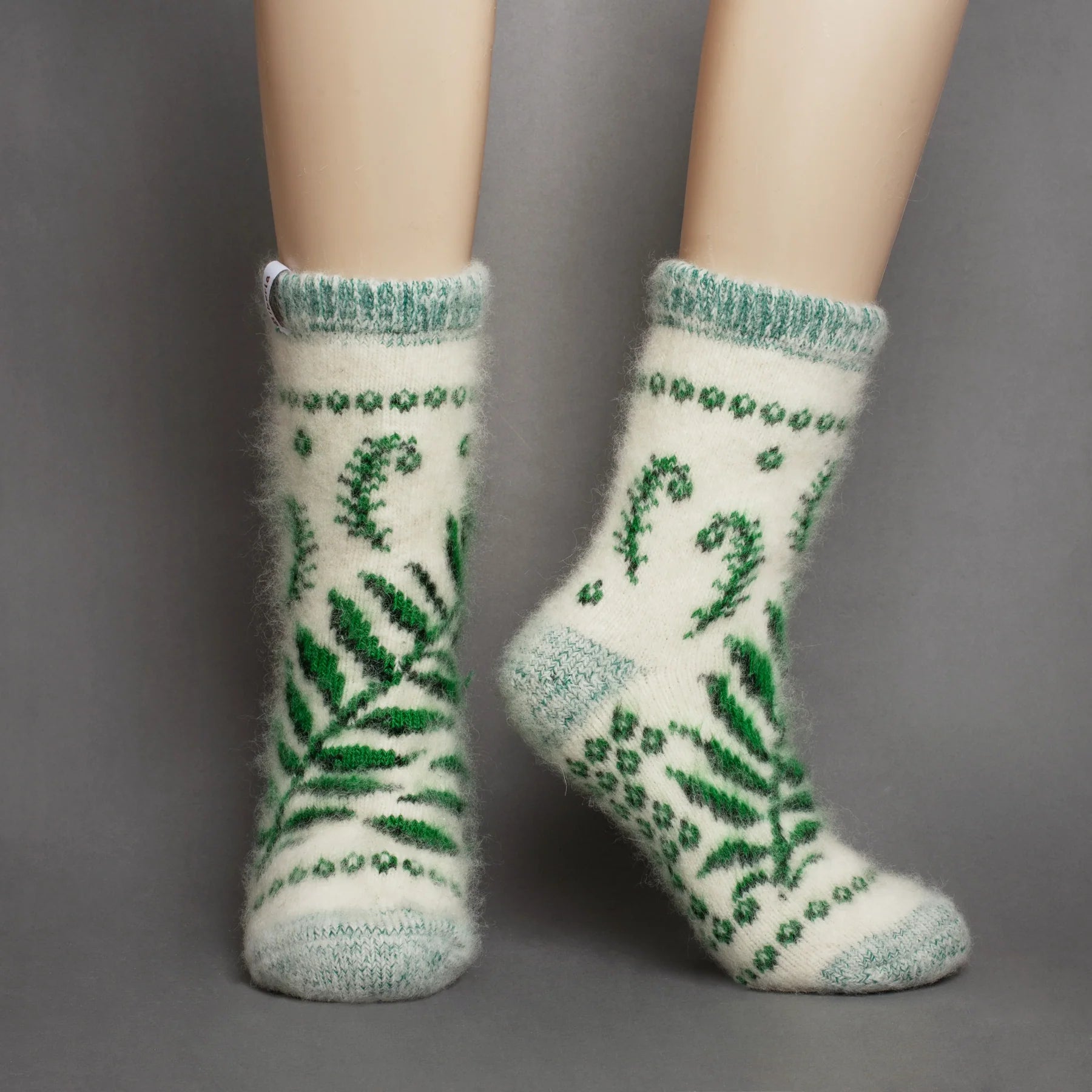 Siberia Spirit Women's Fiddle-Leaf Forest Merino Wool Crew Socks
