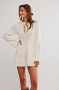 Free People Bali Old Flame Sweater in Ivory-on model, white background