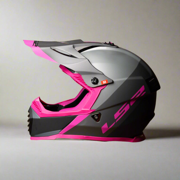 LS2 Gate Youth Launch Matte Silver Gray Pink