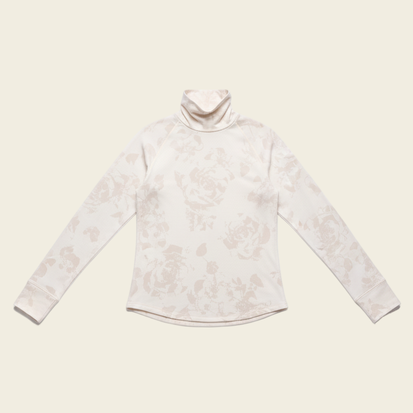 Beige turtleneck sweater on a white background