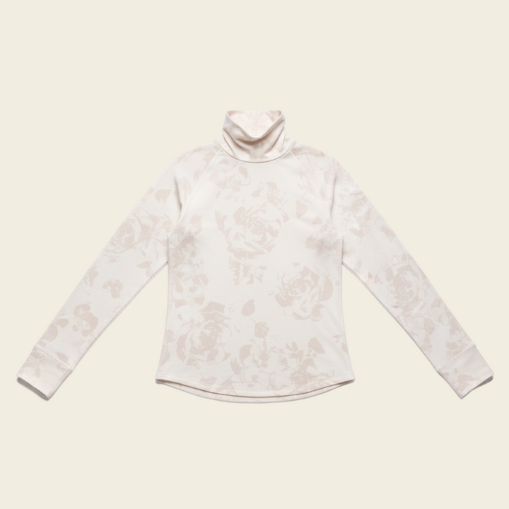 Beige turtleneck sweater on a white background