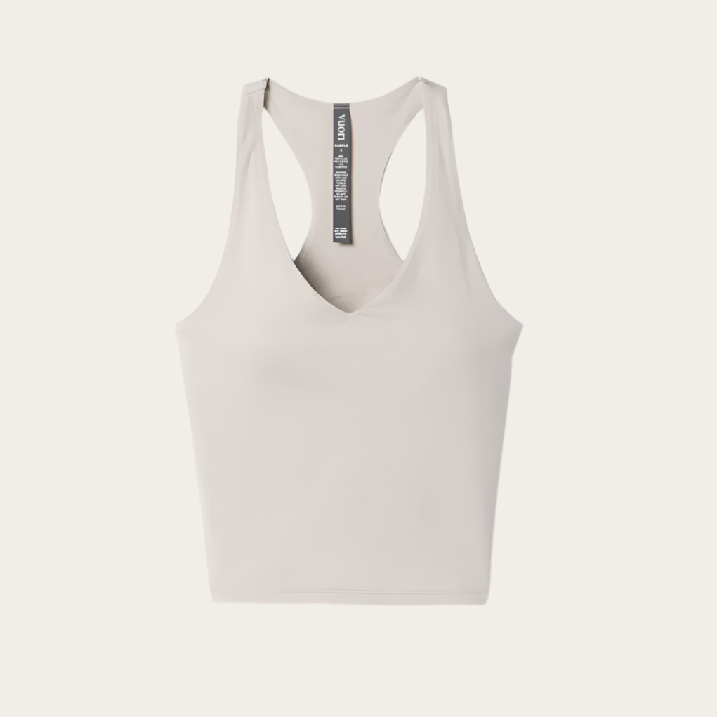Vuori Halo Performance Crop Tank 2.0 | Ecru Heather