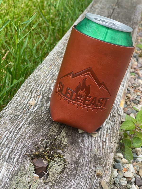 Sled the East Rustic Leather Koozie