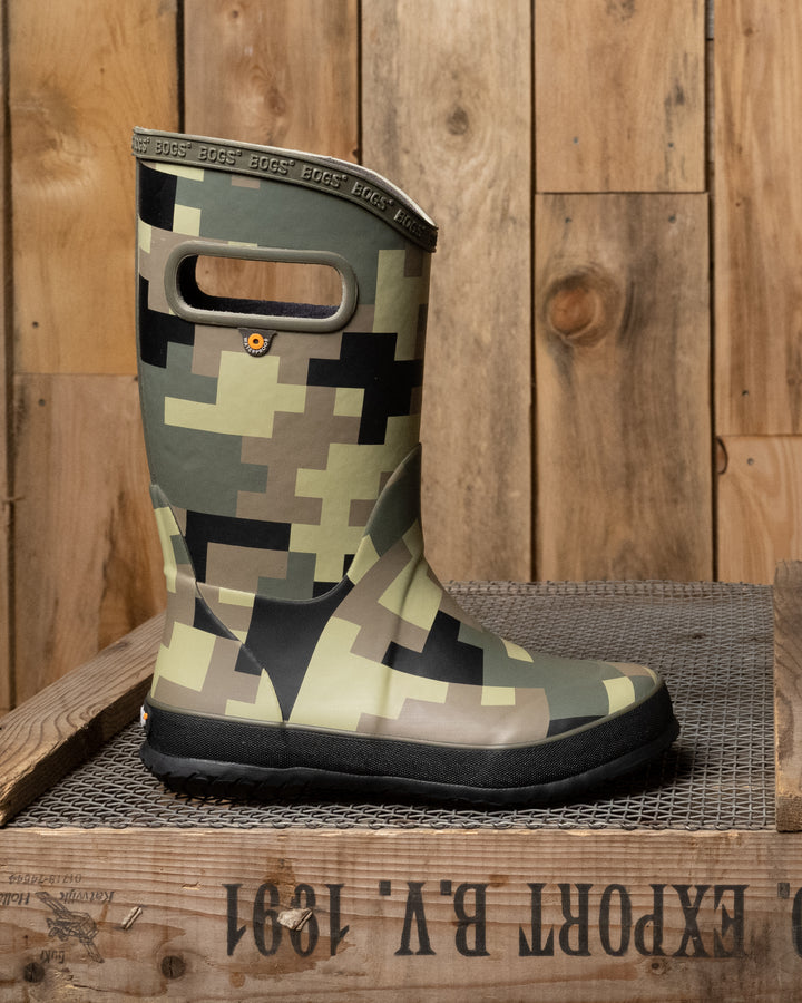 Bogs Kids Rainboot Big Camo Army Green