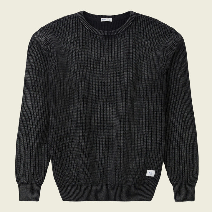 Black ribbed sweater on a white background