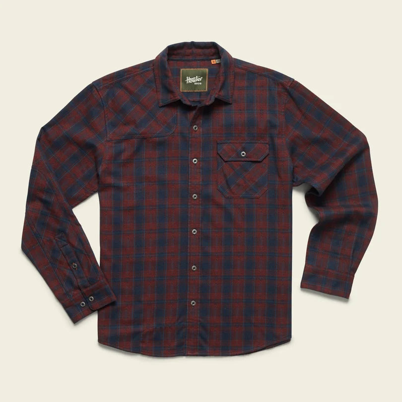 Red and blue plaid shirt on a beige background