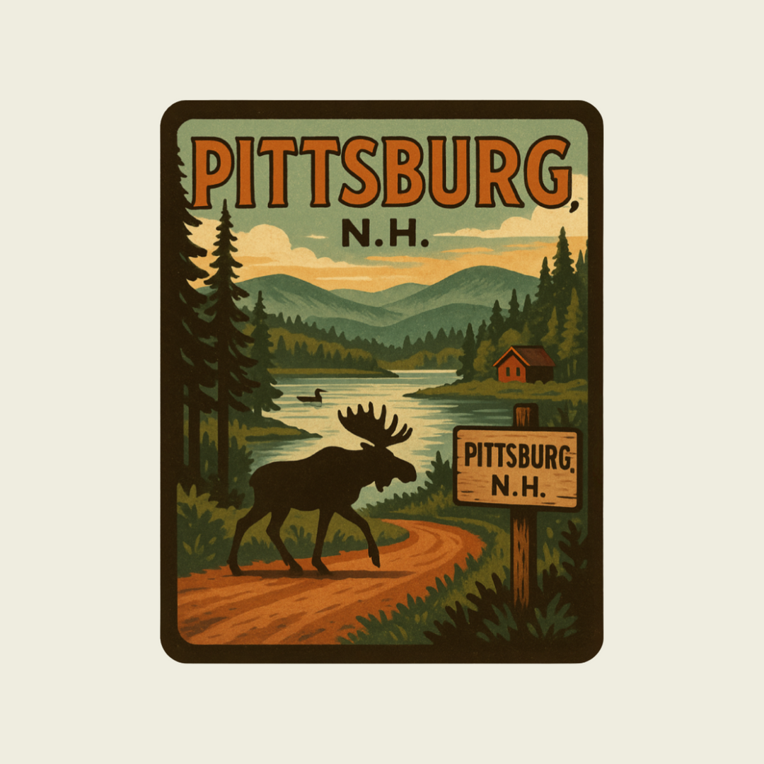 Bear Rock Pittsburg, NH Magnet Black Border