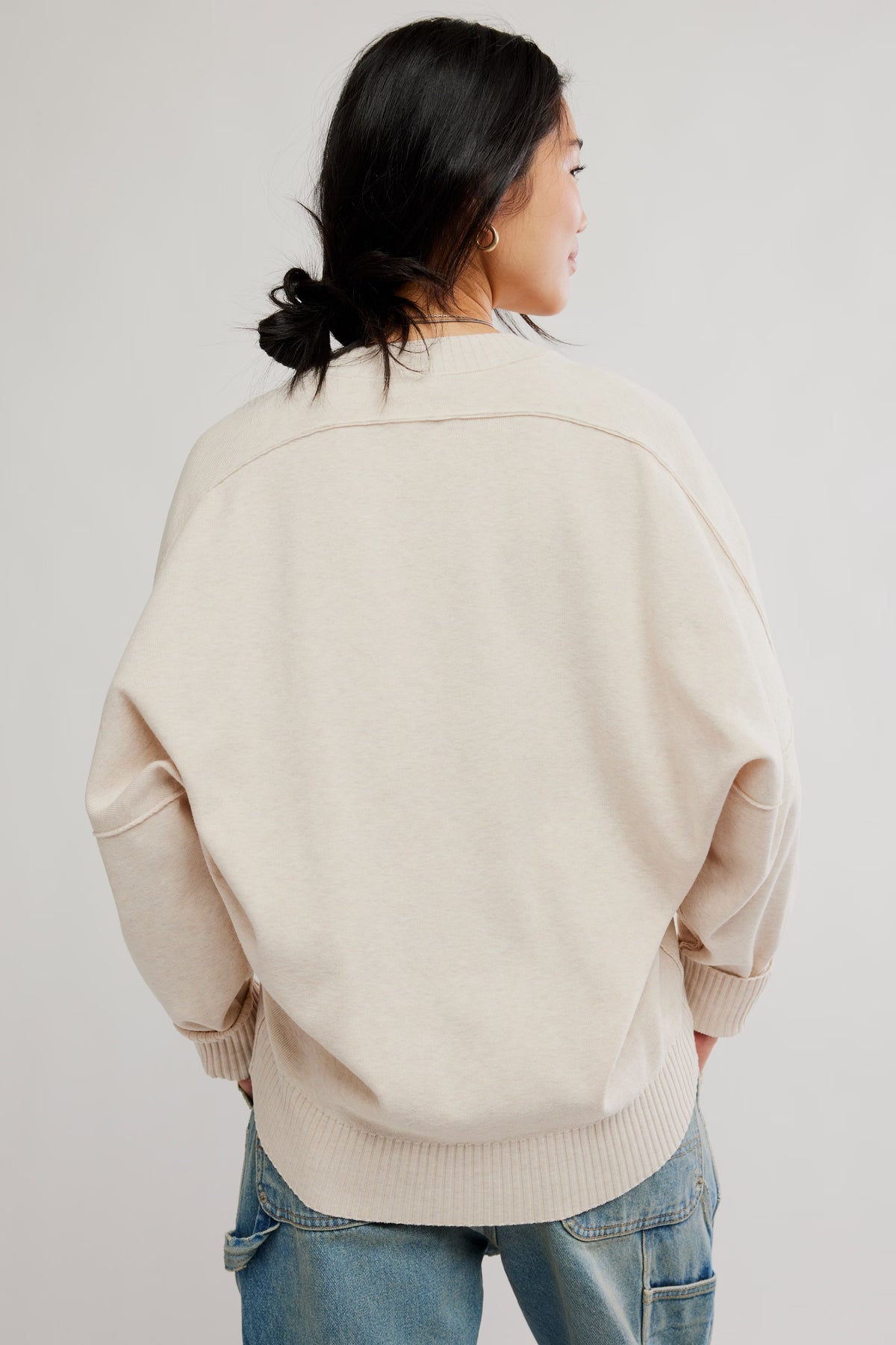 Free People Alma Pullover in Marshmellow Heather-back view