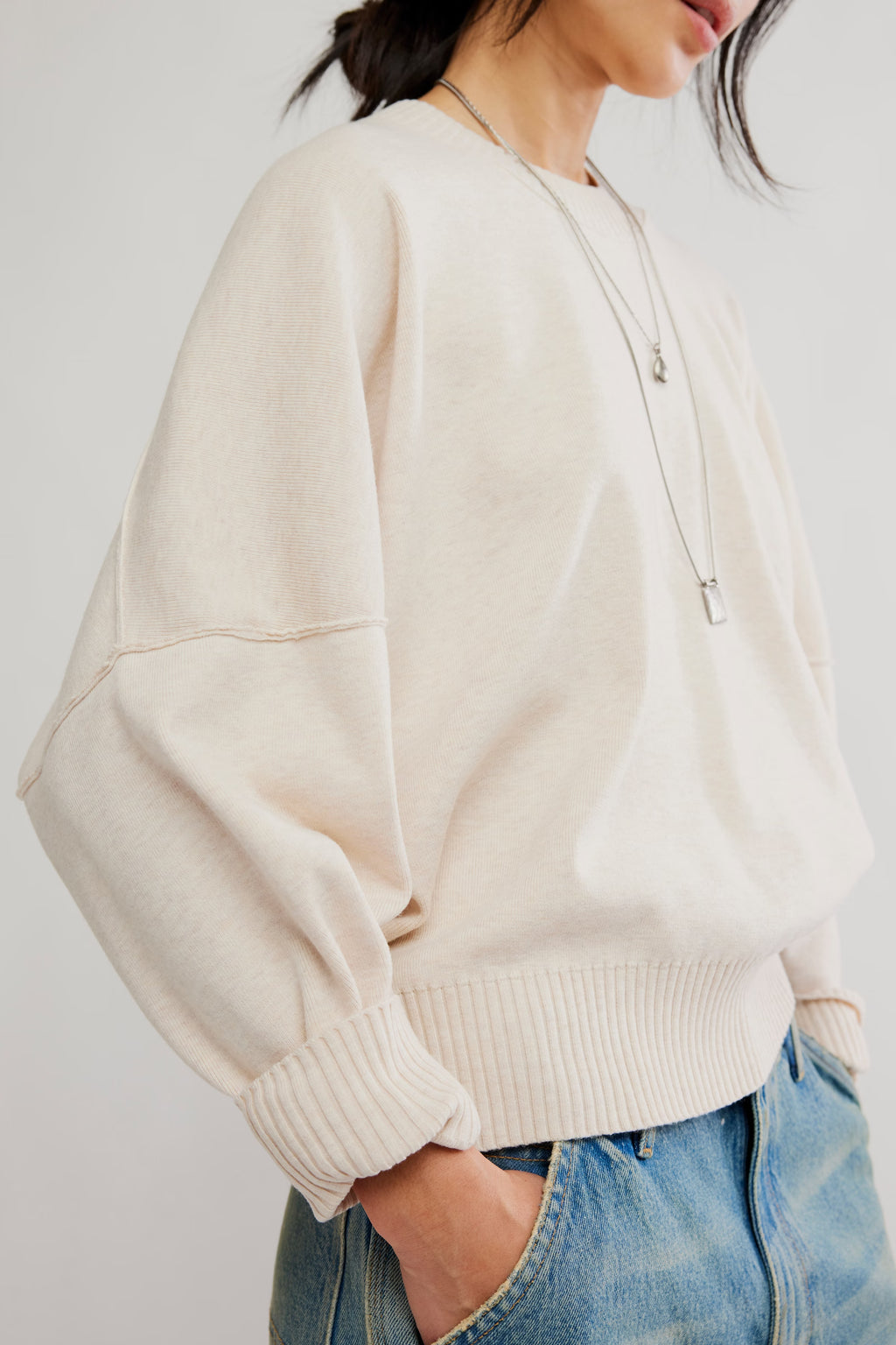 Free People Alma Pullover in Marshmellow Heather