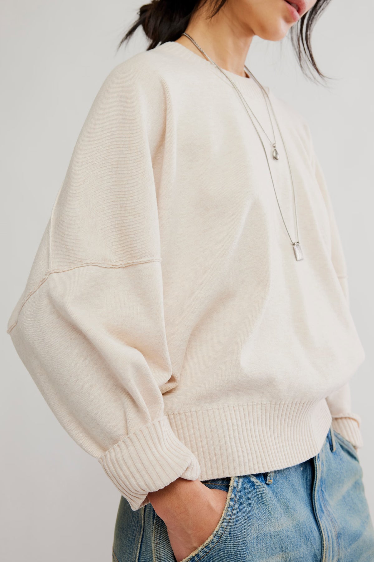 Free People Alma Pullover in Marshmellow Heather