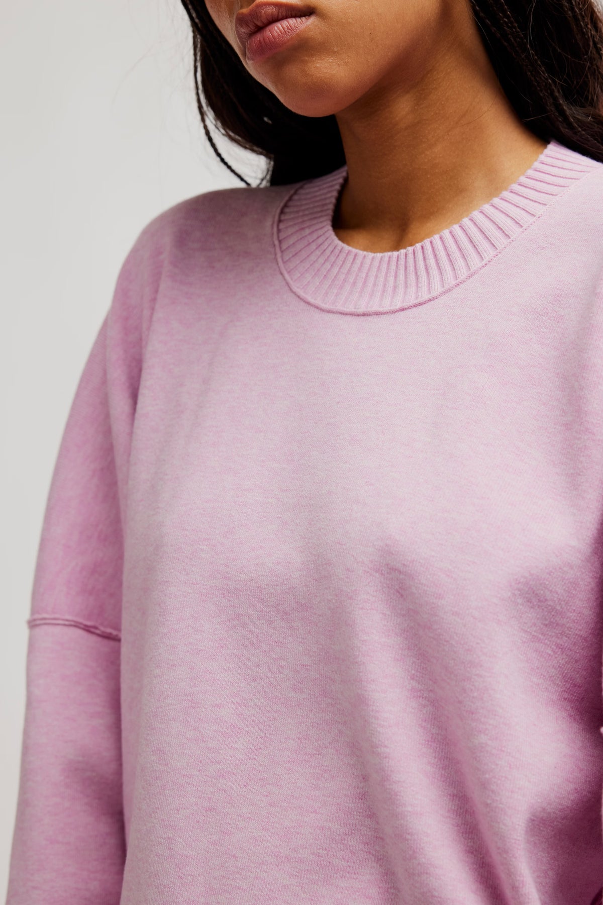 Alma Pullover in Fragrant Lilac-close up of front 