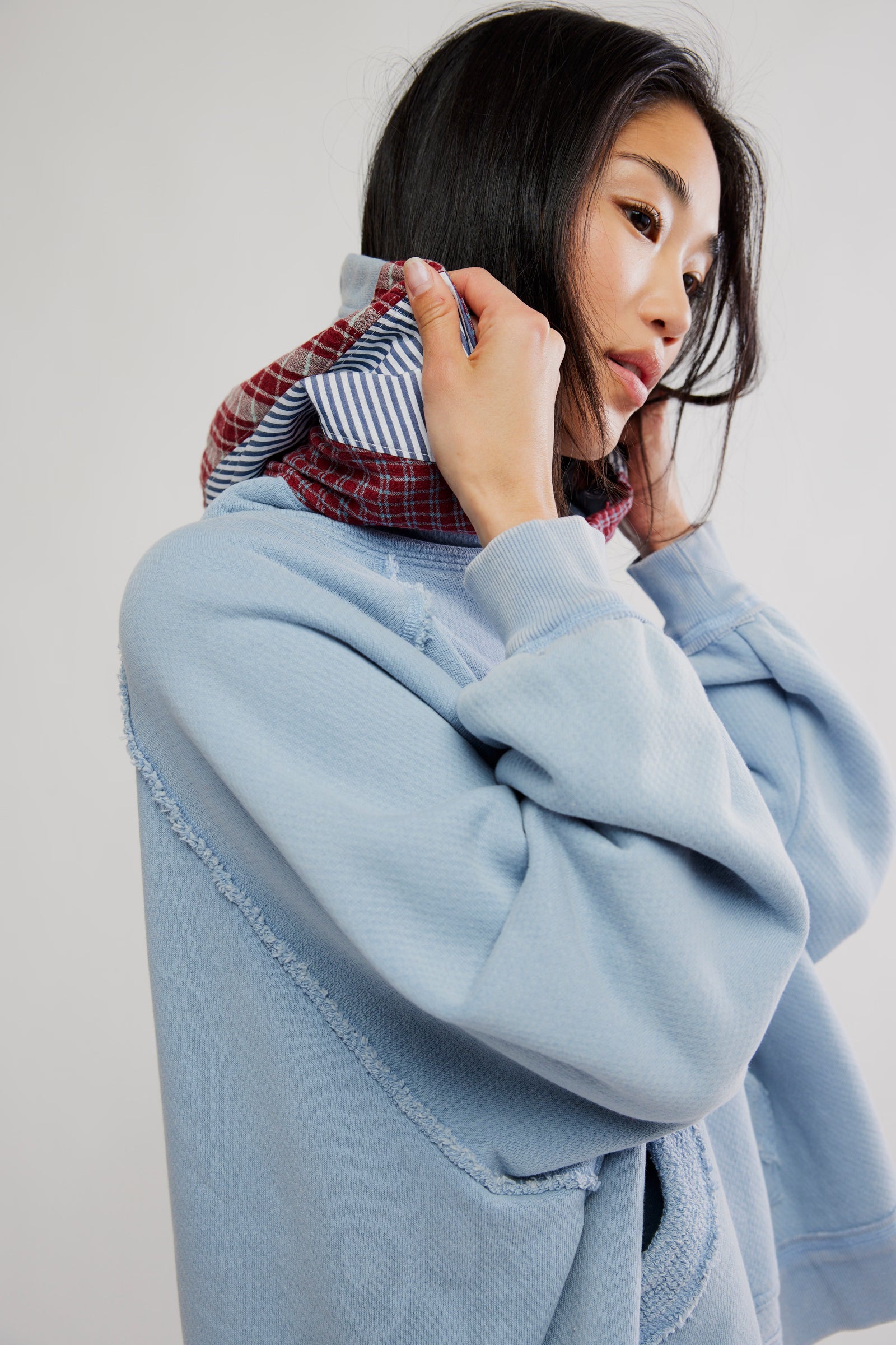 Free People Countryside Hoodie in Autumn Sky on model with white background