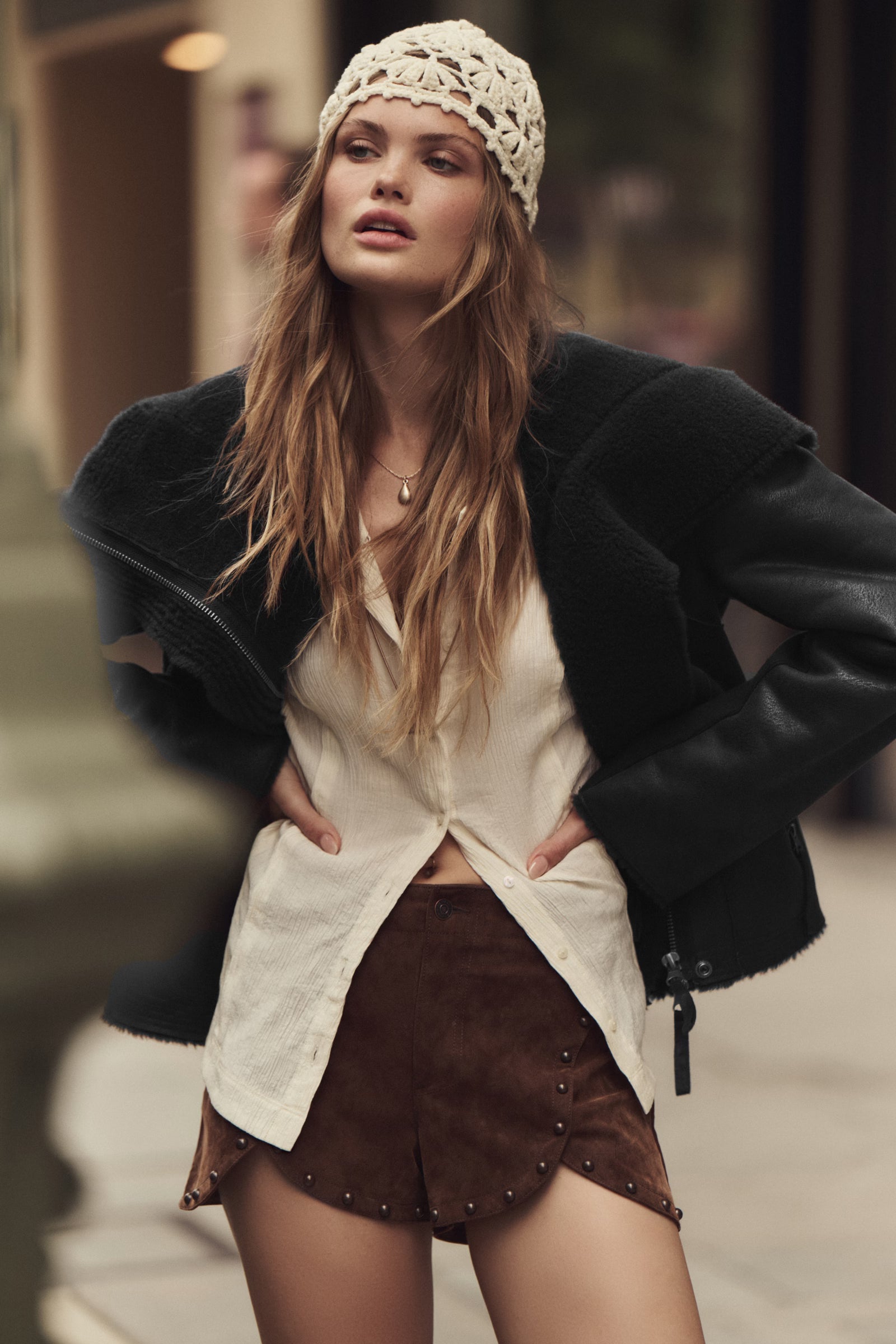 Fourline Shearling Aviato in Black