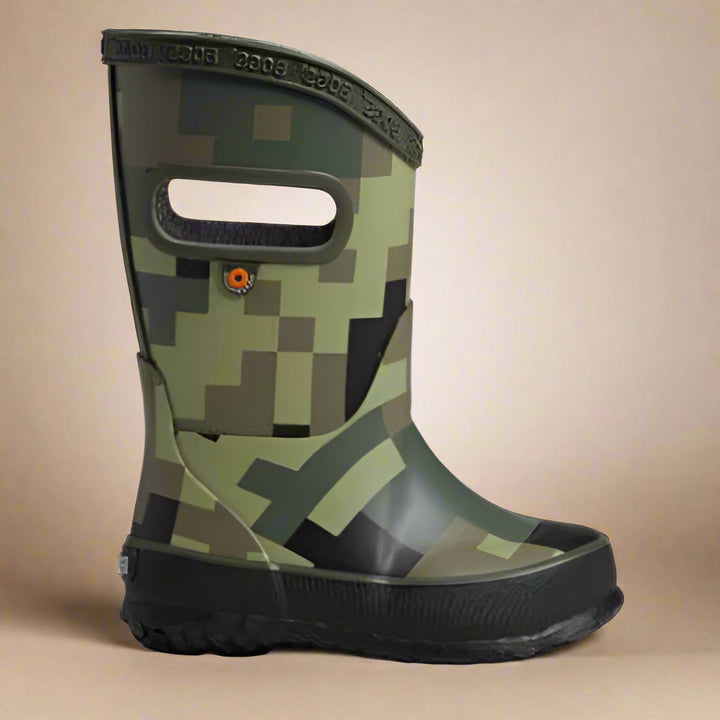 Bogs Kids Rainboot Big Camo Army Green