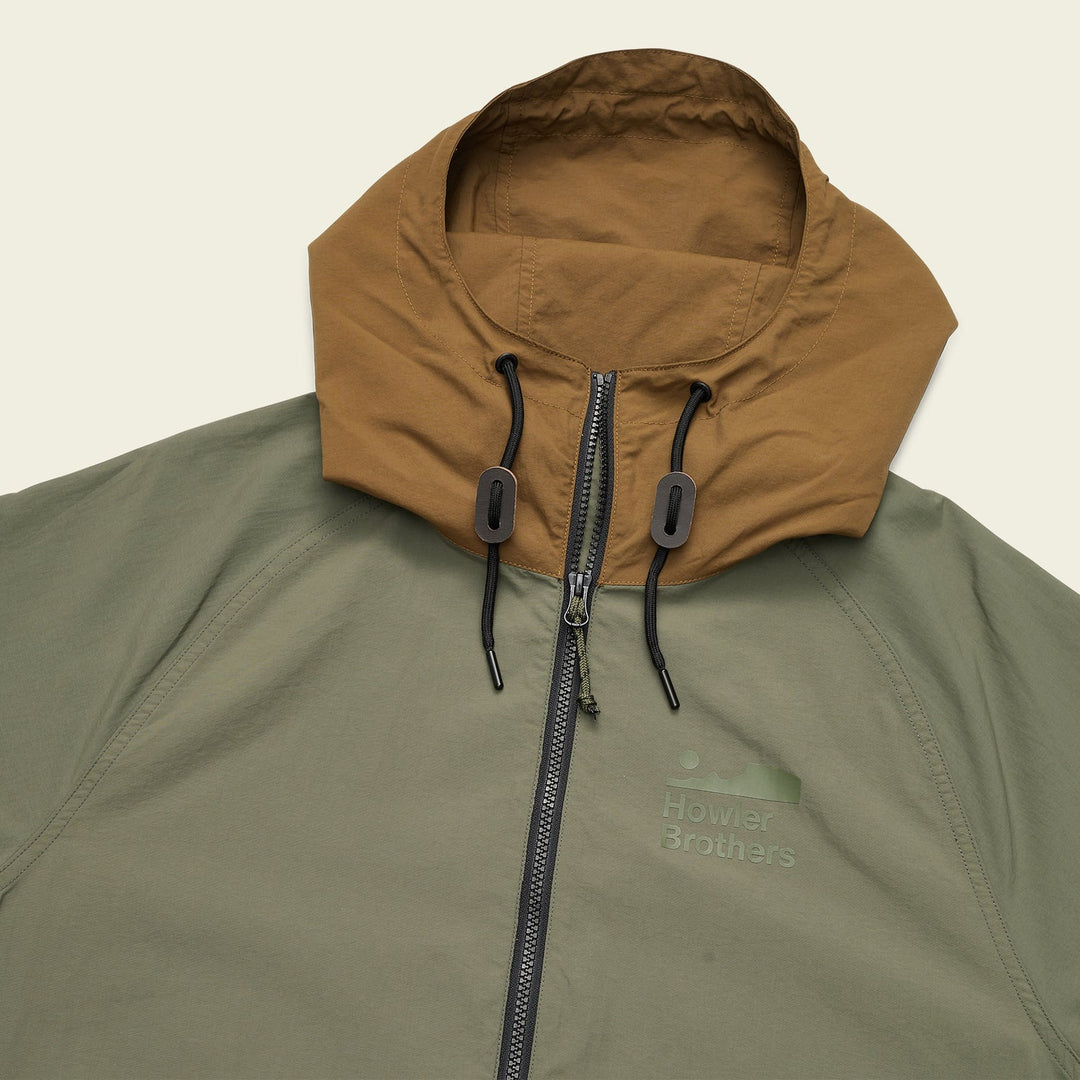 Howler Bros Seabreacher Jacket | Oregano Teak Close up hood