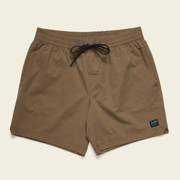Brown shorts with a drawstring on a white background