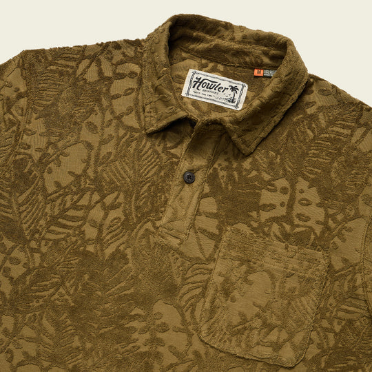 Howler Brothers Men's Plusherman Terry Polo | Leafy Lithographs : Olive