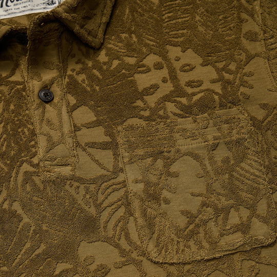 Howler Brothers Men's Plusherman Terry Polo | Leafy Lithographs : Olive