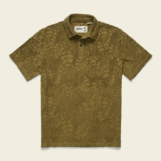 Howler Brothers Men's Plusherman Terry Polo | Leafy Lithographs : Olive