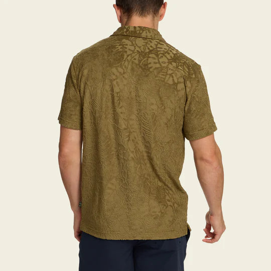 Howler Brothers Men's Plusherman Terry Polo | Leafy Lithographs : Olive