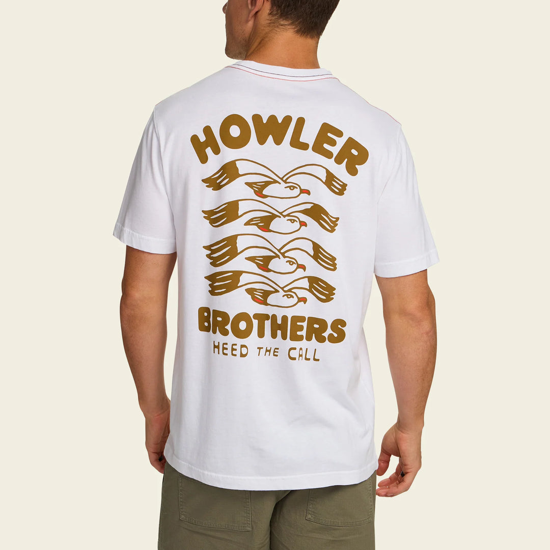 Howler Brothers Flocka Seagulls Cotton T-Shirt | Vintage White