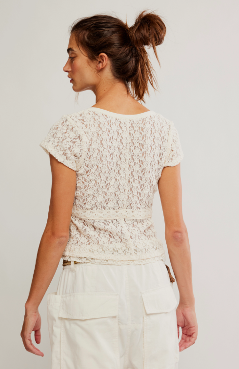 Free People Claro Short Sleeve Tee | Whisper White